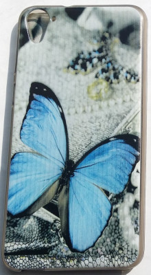 Силиконови гърбове Силиконови гърбове за HTC Силиконов гръб ТПУ за HTC Desire 826G / HTC Desire 826 Dual сив със синя пеперуда